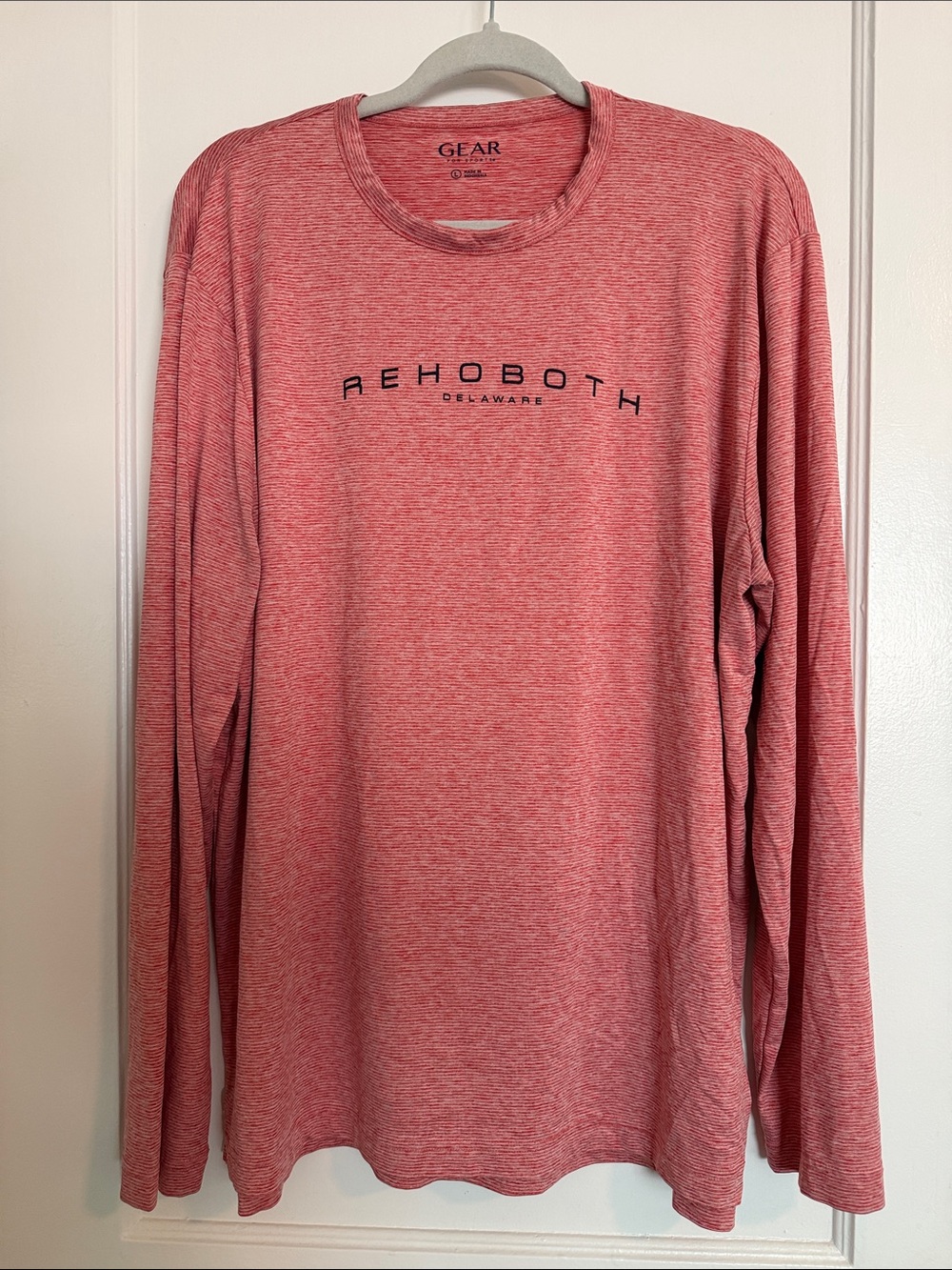 Rehoboth Beach Men’s Heathered Red-Orange Long-Sleeve Athletic Shirt